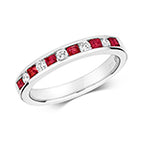 9ct White Gold Ruby and Diamond Eternity Ring 0.460+0.160 CT