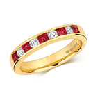 9ct Yellow Gold Ruby and Diamond Eternity Ring 0.580+0.270 CT