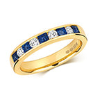 9ct Yellow Gold Sapphire and Diamond Eternity Ring 0.650+0.260 CT