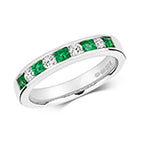 9ct White Gold Emerald and Diamond Eternity Ring 0.400+0.260 CT