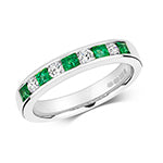 9ct White Gold Emerald and Diamond Eternity Ring 0.400+0.260 CT