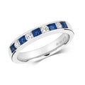 9ct White Gold Sapphire and Diamond Eternity Ring 0.590+0.260 CT