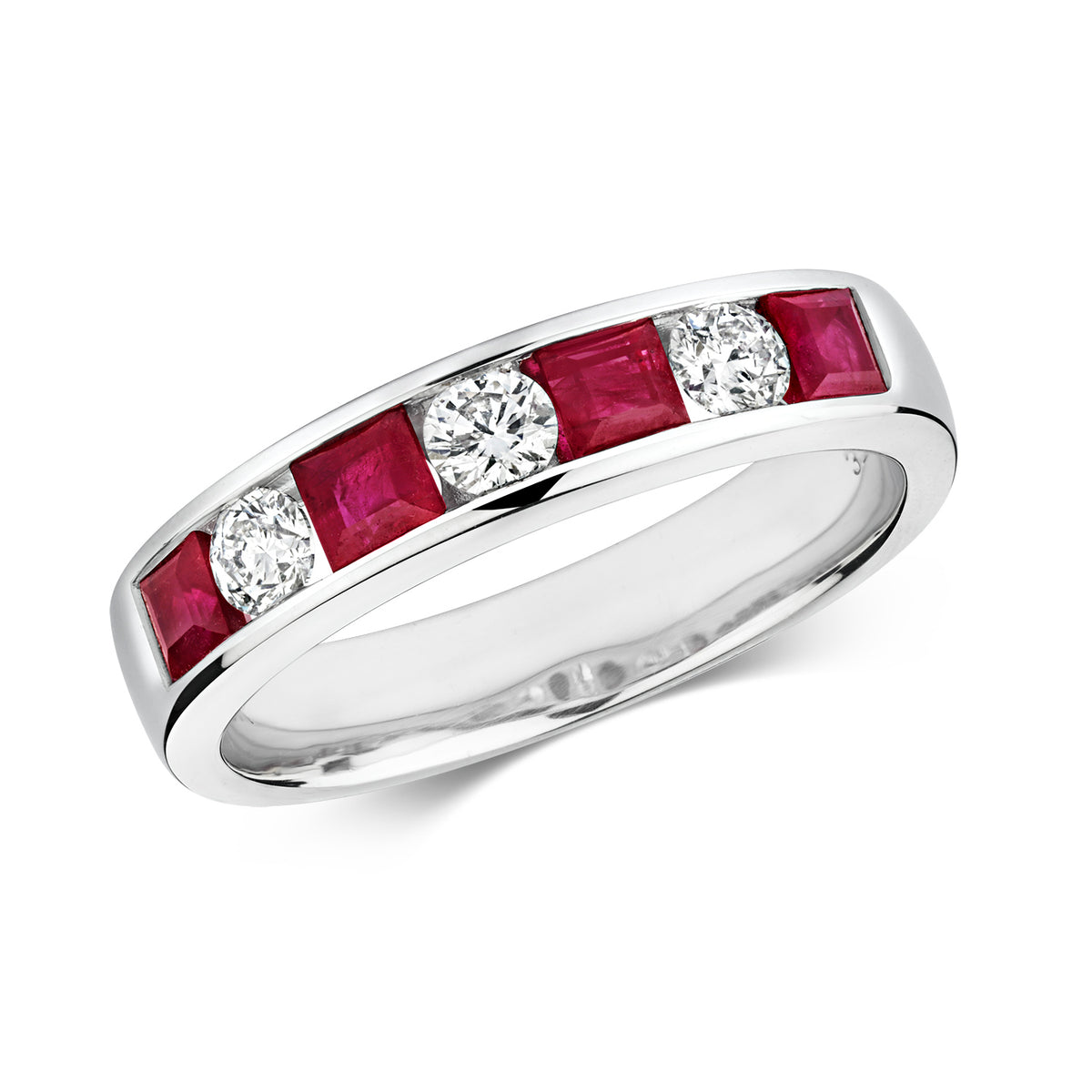 9ct White Gold Ruby and Diamond Eternity Ring 0.870+0.320 CT