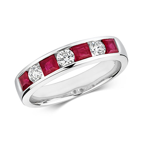 9ct White Gold Ruby and Diamond Eternity Ring 0.870+0.320 CT