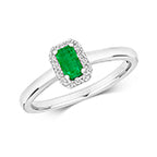 9ct White Gold Emerald and Diamond Dress Ring 0.270+0.100 CT