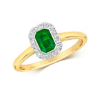 9ct Yellow Gold Emerald and Diamond Dress Ring 0.600+0.110 CT