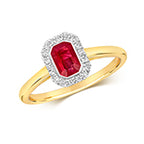 9ct Yellow Gold Ruby and Diamond Dress Ring 0.700+0.110 CT