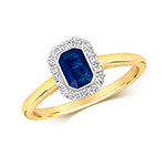 9ct Yellow Gold Sapphire and Diamond Dress Ring 0.680+0.110 CT