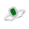 9ct White Gold Emerald and Diamond Dress Ring 0.600+0.110 CT