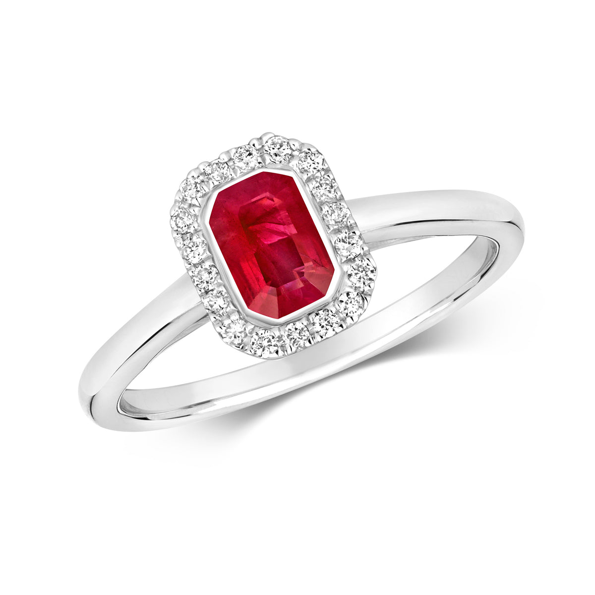 9ct White Gold Ruby and Diamond Dress Ring 0.700+0.110 CT