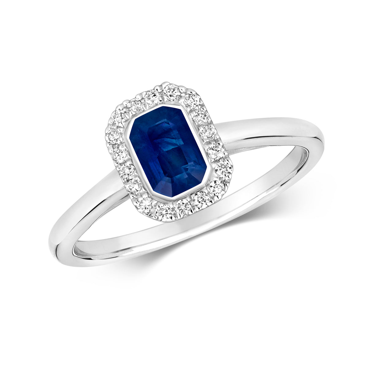 9ct White Gold Sapphire and Diamond Dress Ring 0.680+0.110 CT