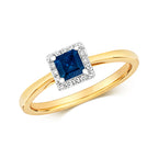9ct Yellow Gold Sapphire and Diamond Dress Ring 0.460+0.090 CT