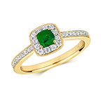 9ct Yellow Gold Emerald and Diamond Dress Ring 0.300+0.240 CT