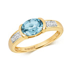 9ct Yellow Gold Blue Topaz and Diamond Dress Ring 1.460+0.060 CT