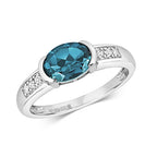9ct White Gold Blue Topaz and Diamond Dress Ring 1.520+0.060 CT