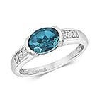 9ct White Gold Blue Topaz and Diamond Dress Ring 1.520+0.060 CT
