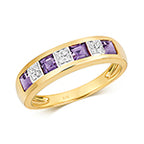 9ct Yellow Gold Amethyst and Diamond Eternity Ring 0.600+0.060 CT