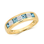 9ct Yellow Gold Blue Topaz and Diamond Eternity Ring 0.720+0.060 CT