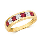 9ct Yellow Gold Ruby and Diamond Eternity Ring 1.000+0.060 CT