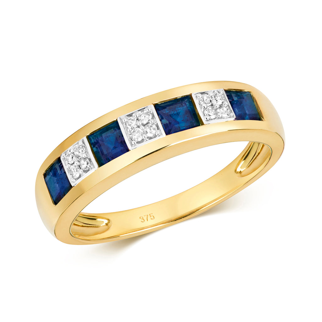 9ct Yellow Gold Sapphire and Diamond Eternity Ring 1.000+0.060 CT