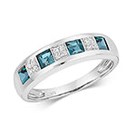 9ct White Gold Blue Topaz and Diamond Eternity Ring 0.800+0.060 CT