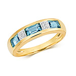 9ct Yellow Gold Blue Topaz and Diamond Eternity Ring 1.140+0.040 CT