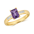 9ct Yellow Gold Amethyst and Diamond Dress Ring 0.960+0.120 CT