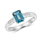9ct White Gold Blue Topaz and Diamond Dress Ring 1.190+0.120 CT