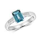 9ct White Gold Blue Topaz and Diamond Dress Ring 1.190+0.120 CT