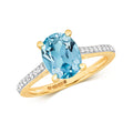 9ct Yellow Gold Blue Topaz and Diamond Dress Ring 2.200+0.100 CT