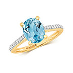 9ct Yellow Gold Blue Topaz and Diamond Dress Ring 2.200+0.100 CT