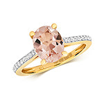 9ct Yellow Gold Morganite and Diamond Dress Ring 1.430+0.100 CT