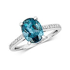 9ct White Gold Blue Topaz and Diamond Dress Ring 2.200+0.100 CT