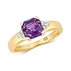 9ct Yellow Gold Amethyst and Diamond Dress Ring 1.260+0.060 CT