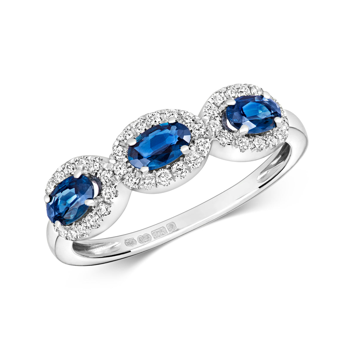 9ct White Gold Sapphire and Diamond Dress Ring 1.050+0.200 CT