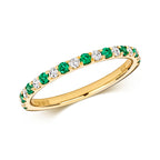 9ct Yellow Gold Emerald and Diamond Eternity Ring 0.35 CT