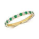 9ct Yellow Gold Emerald and Diamond Eternity Ring 0.35 CT