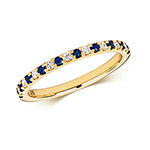 Modrwy Tragwyddoldeb Saffir a Diemwnt Aur Melyn 9ct 0.3 CT