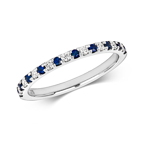 9ct White Gold Sapphire and Diamond Eternity Ring 0.3 CT