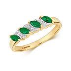 9ct Yellow Gold Emerald and Diamond Dress Ring 0.360+0.010 CT