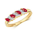9ct Yellow Gold Ruby and Diamond Dress Ring 0.360+0.010 CT