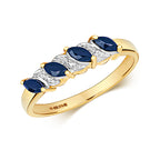9ct Yellow Gold Sapphire and Diamond Dress Ring 0.360+0.010 CT