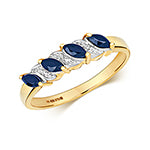 9ct Yellow Gold Sapphire and Diamond Dress Ring 0.360+0.010 CT