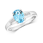 9ct White Gold Aquamarine and Diamond Dress Ring 1.000+0.010 CT