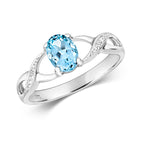 9ct White Gold Aquamarine and Diamond Dress Ring 0.650+0.010 CT