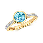 9ct Yellow Gold Blue Topaz and Diamond Dress Ring 1.36 CT