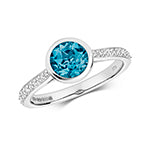 9ct White Gold Blue Topaz and Diamond Dress Ring 1.24 CT