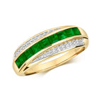 9ct Yellow Gold Emerald and Diamond Dress Ring 0.900+0.110 CT