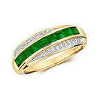 9ct Yellow Gold Emerald and Diamond Dress Ring 0.900+0.110 CT