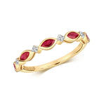 Modrwy Ddi-ddiwedd Rhuddem a Diemwnt Aur Melyn 9ct 0.500+0.020 CT